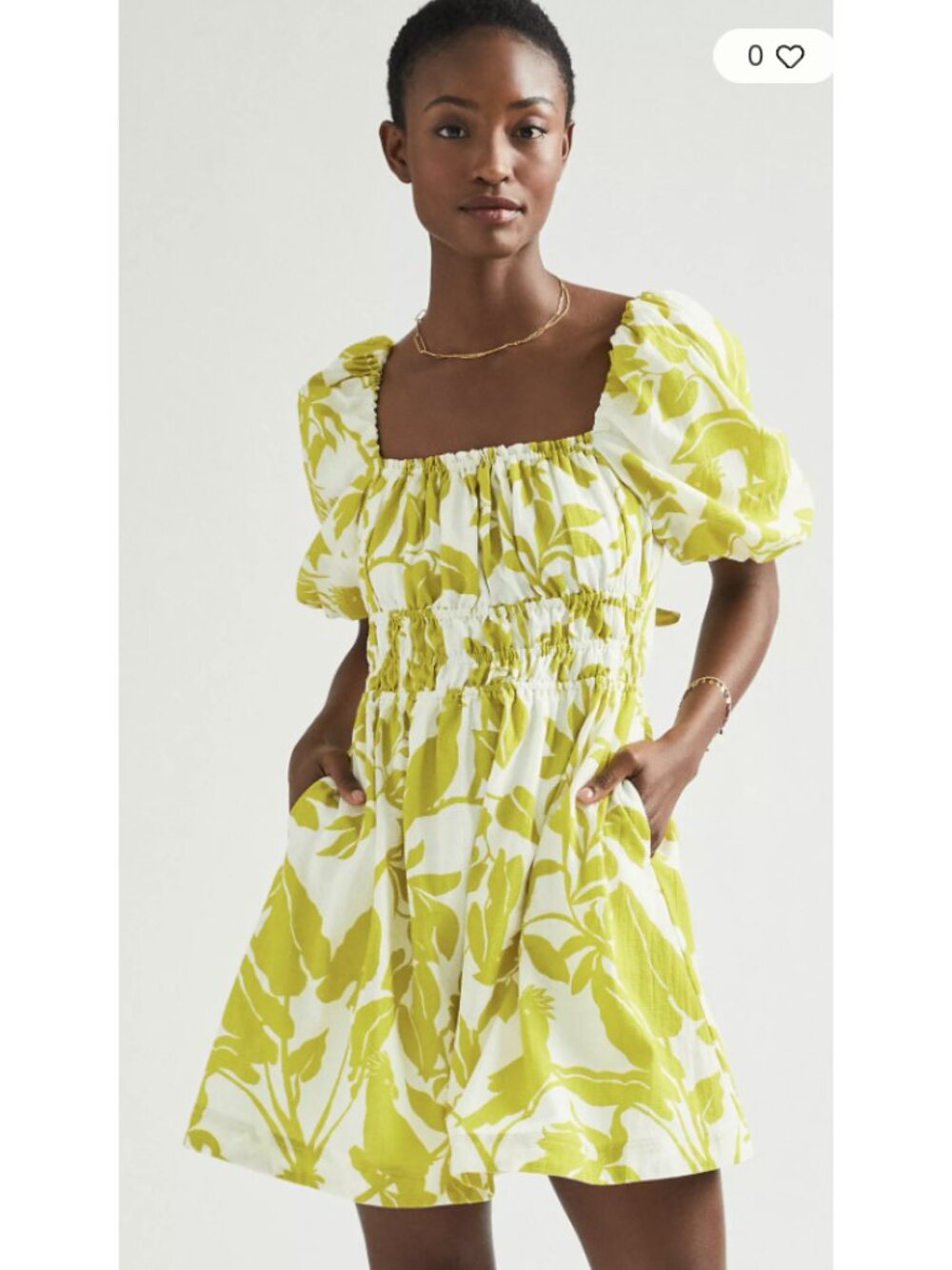 ANTHROPOLOGIE MAEVE Feliciana Mini Dress XXS P Tropical Coastal Puff Coquette